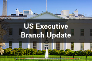 US executive branch text over image of White House