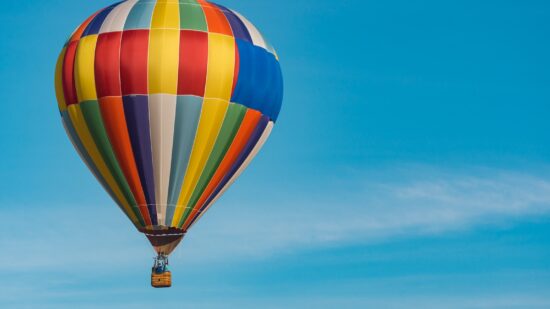 Hot air balloon on blue sky