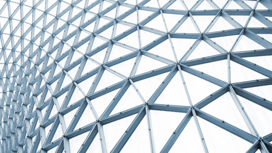 Modern building structure with curving steel