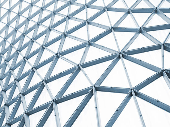 Modern building structure with curving steel