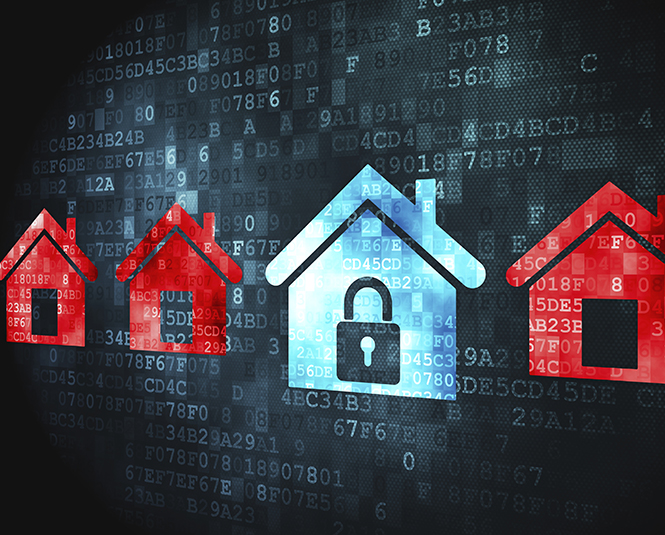 Privacy concept: Home on digital background