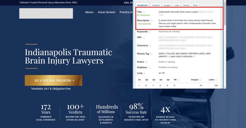 meta title and description for law firm website