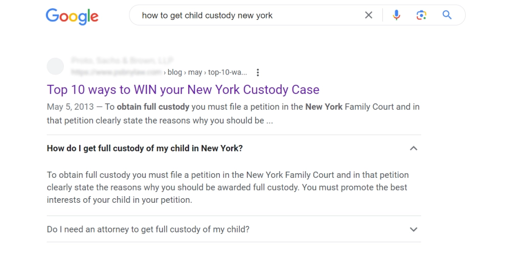 Google Featured snippet example