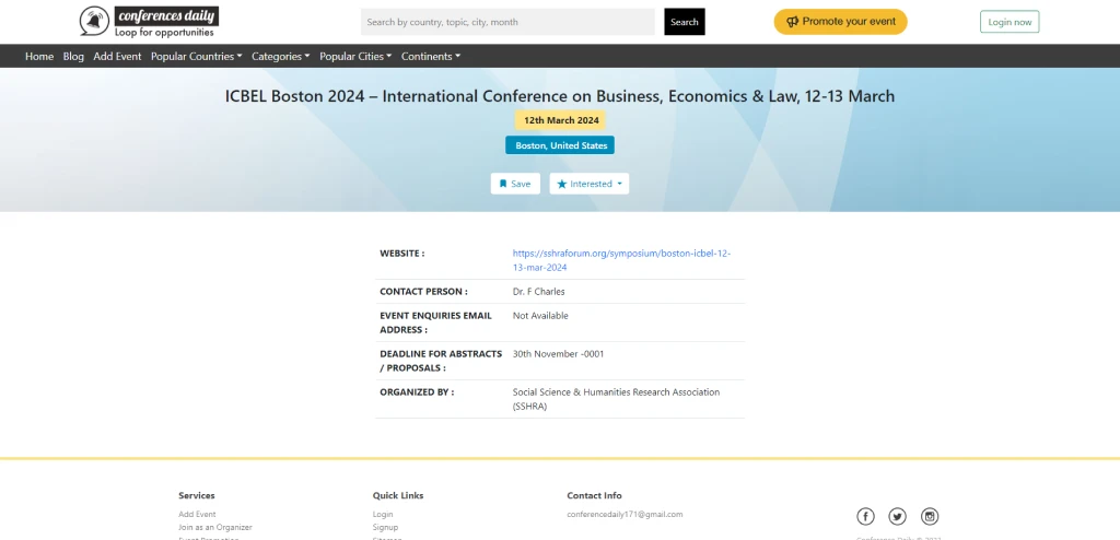 International Conference on Business, Economics & Law