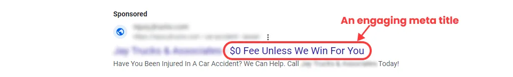 Ad copy with an engaging meta title