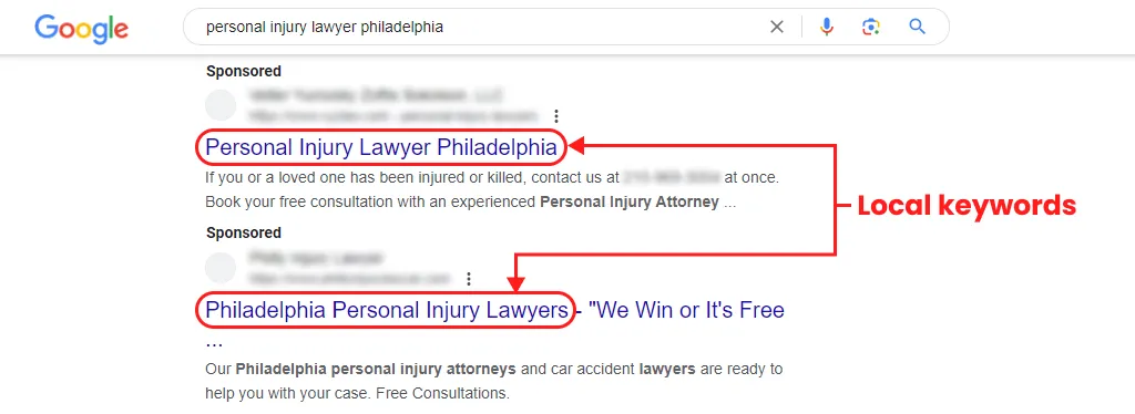 Local keywords in meta title