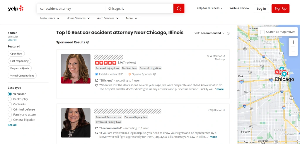 yelp lawyer profile examples