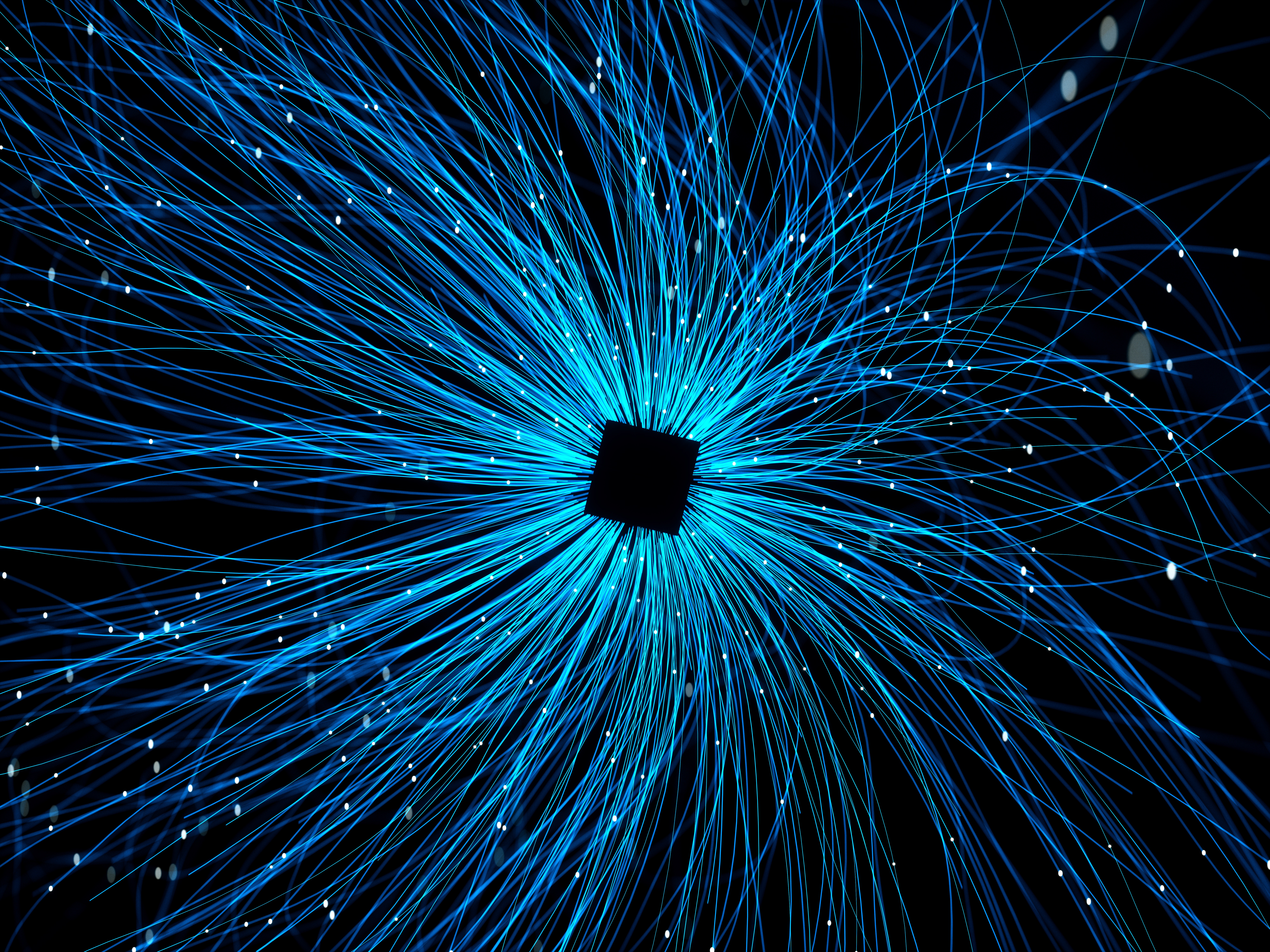blue divergent technology curve particle background
