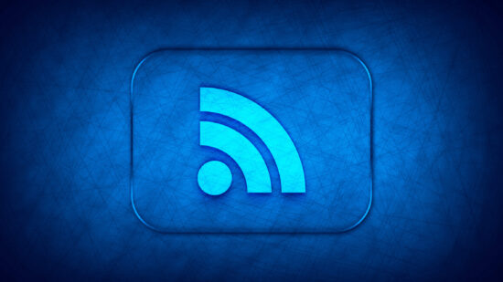 RSS Feed icon abstract digital design blue background