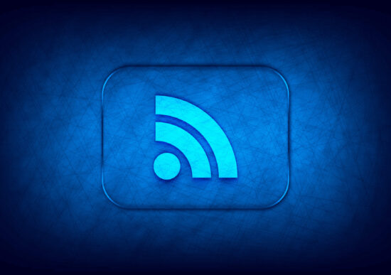 RSS Feed icon abstract digital design blue background