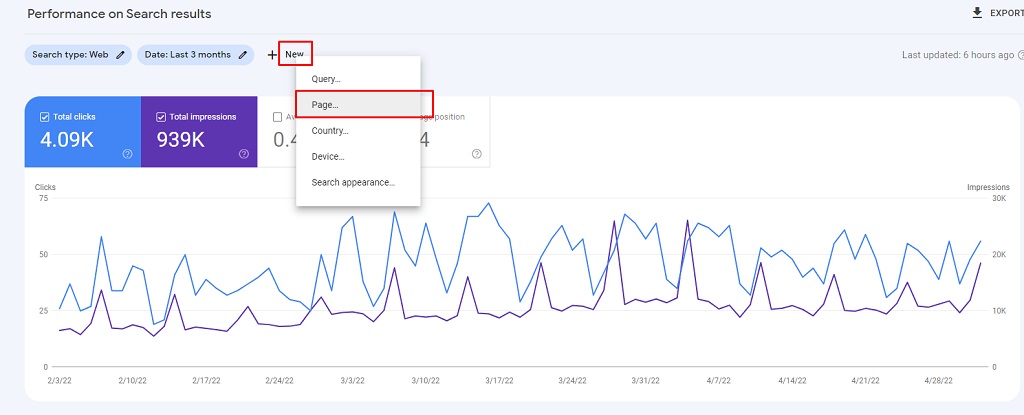 google search console performance comparison