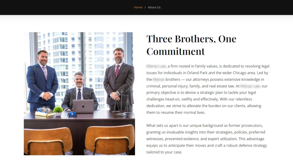 About Us attorney website page