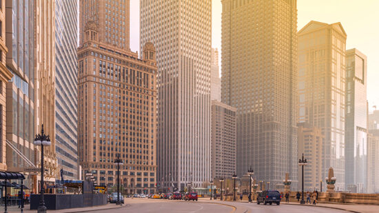 Downtown Chicago at Sunset