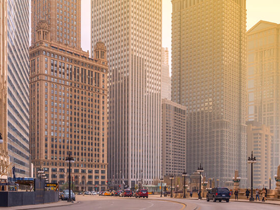 Downtown Chicago at Sunset