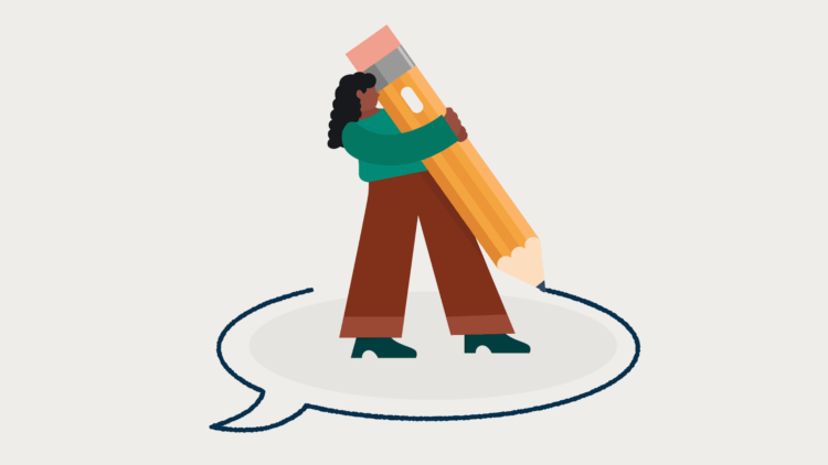 Paralegal writing with large pencil writing a motion for court