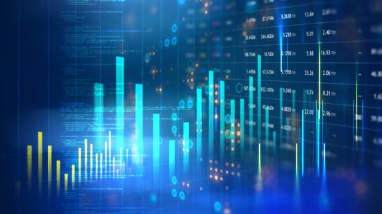 Digitally Generated Currency and Exchange Stock Chart for Finance and Economy Based Computer Software and Coding Display