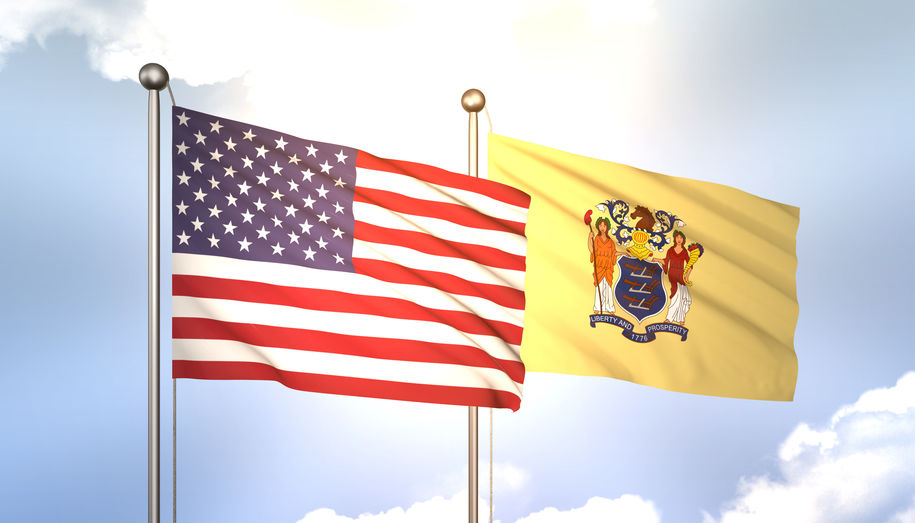 New Jersey and US Flags