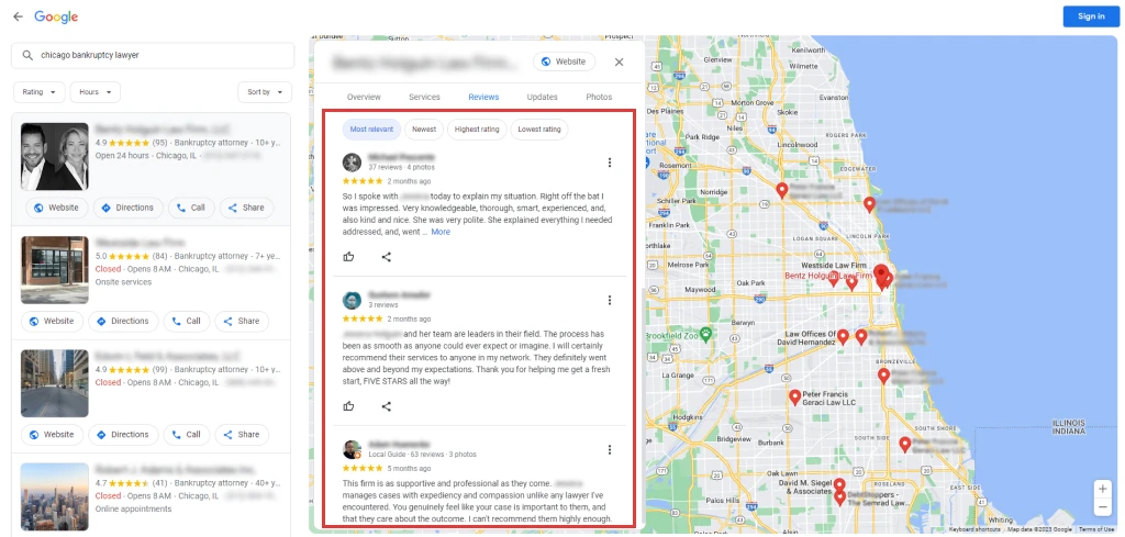 Google reviews about bankruptcy attorney