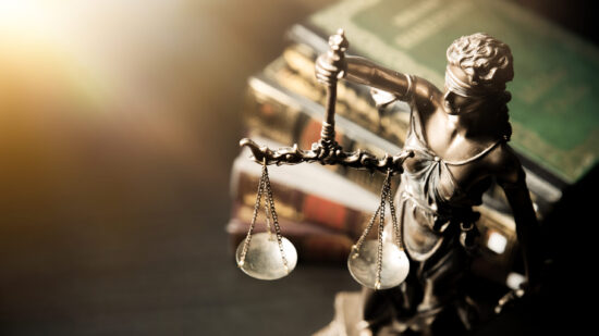 Lady justice. Statue of Justice in library