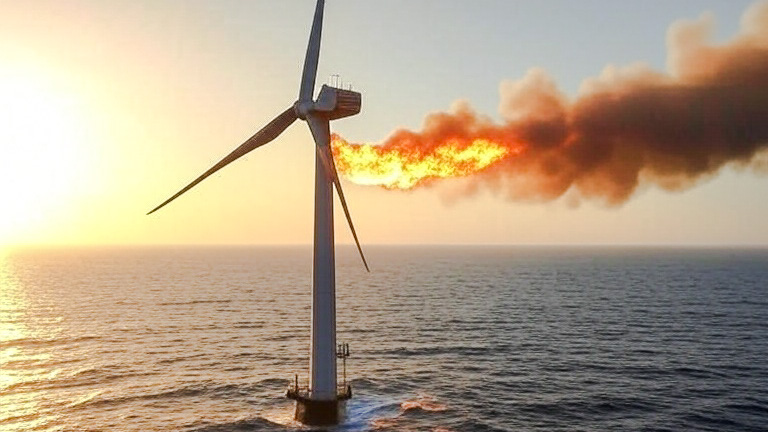 Wind Turbine on Fire