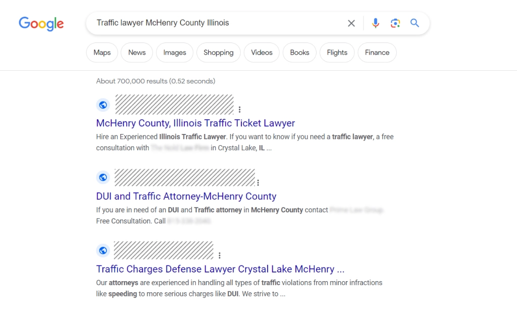 organic search results