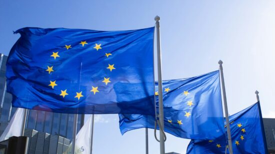 European flags at La Défense in Paris
