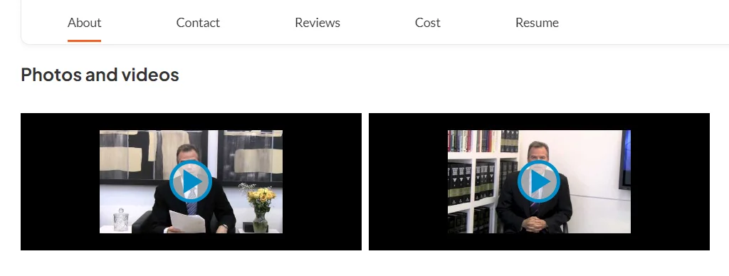 Examples of videos on Avvo