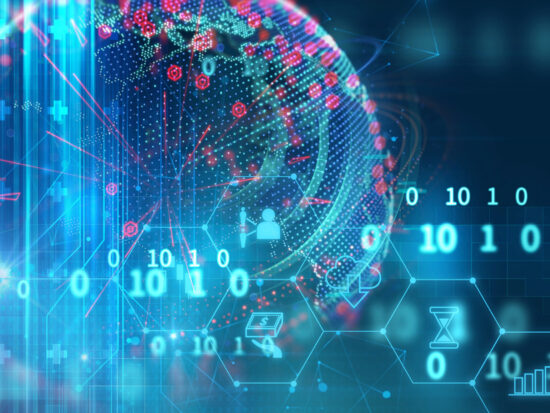 fintech icon on abstract financial technology background .