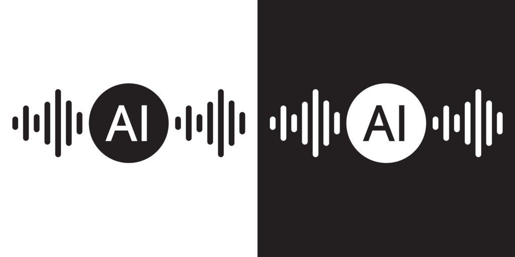 Artificial intelligence creates music concepts. Vector illustration.