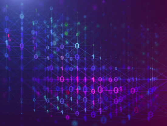 3D illustration Rendering of binary code pattern Abstract background.Futuristic Particles for business,Science and technology