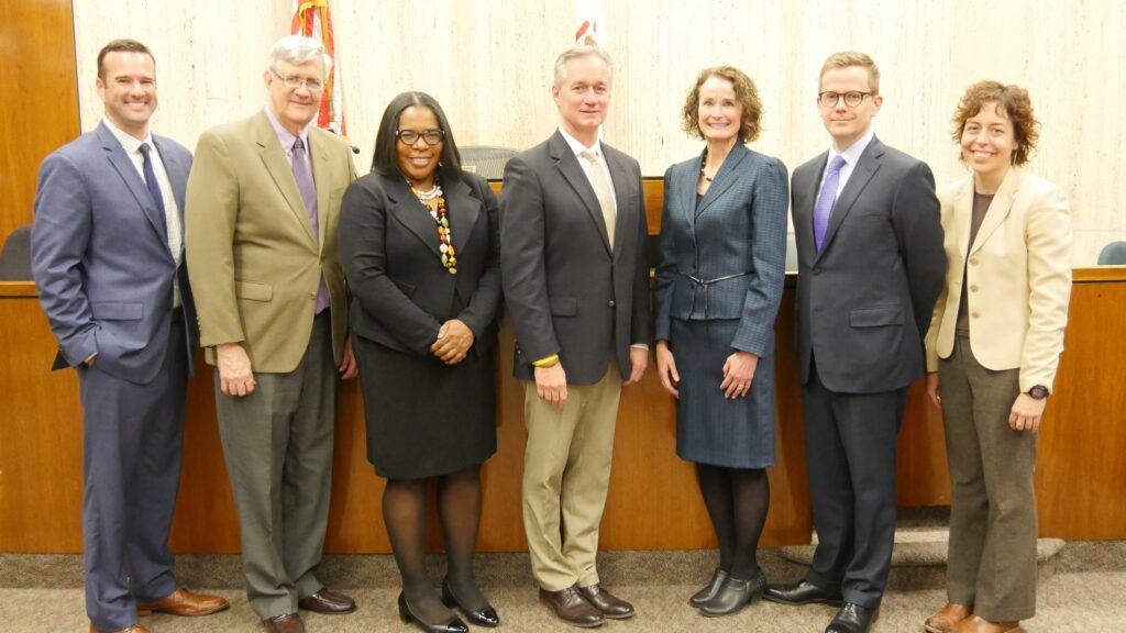 Judge Alicia Washington with Commission staff and organizers of a Courthouse Professionalism Training in Peoria in 2018