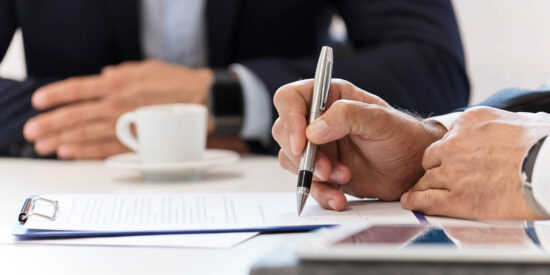 Businessman signing a contract