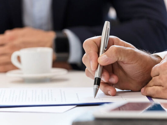 Businessman signing a contract