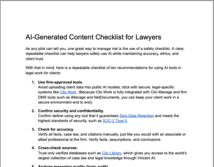 Free Download: AI-Generated Content Checklist for Lawyers