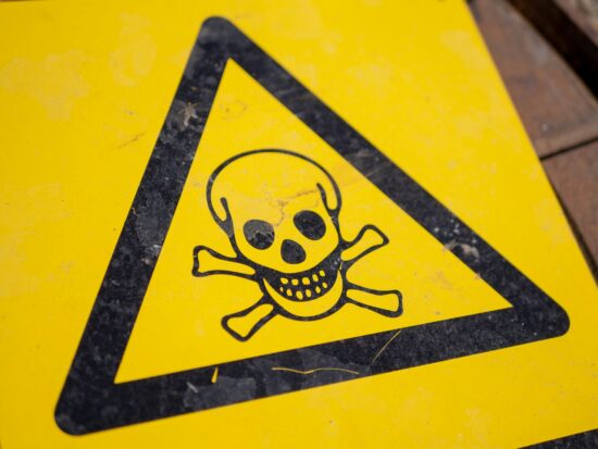 Danger sign with skull