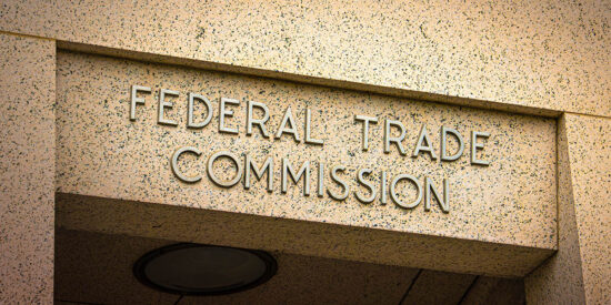 Sign on Doorway for the Federal Trade Commission in Washington D.C.