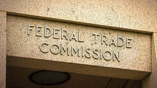 Sign on Doorway for the Federal Trade Commission in Washington D.C.