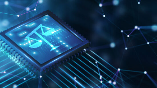 computer chip digital legal scales of justice