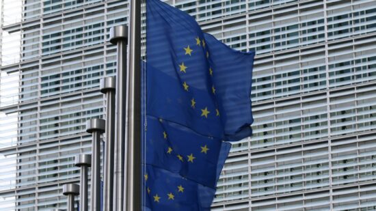 EU flags at the European Commission Berlaymont building