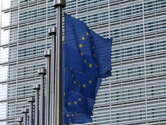 EU flags at the European Commission Berlaymont building